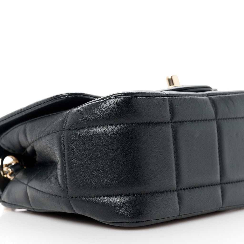 Lambskin Resin Crystal Square Quilted Mini Monacoco Flap Black