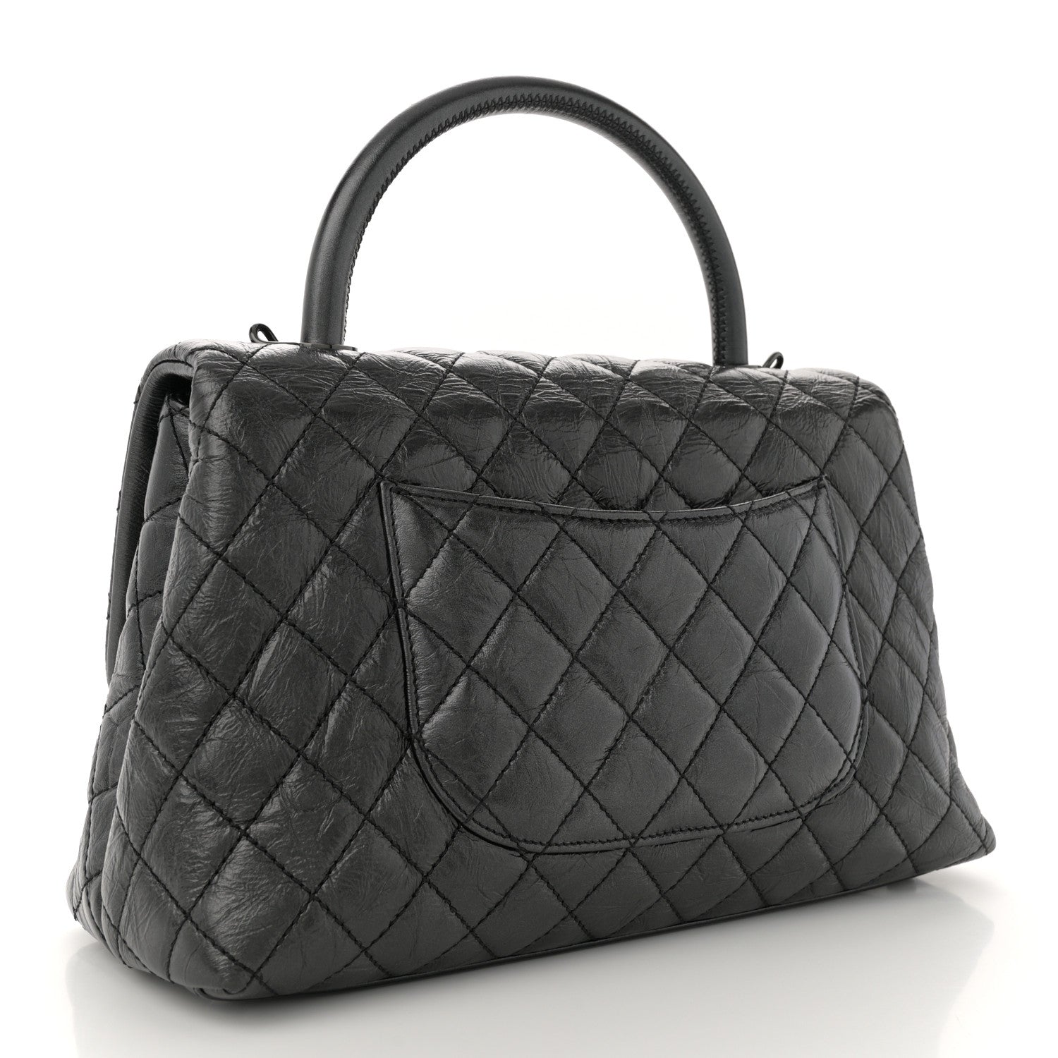 Aged Calfskin Quilted Small Coco Handle Flap So Black