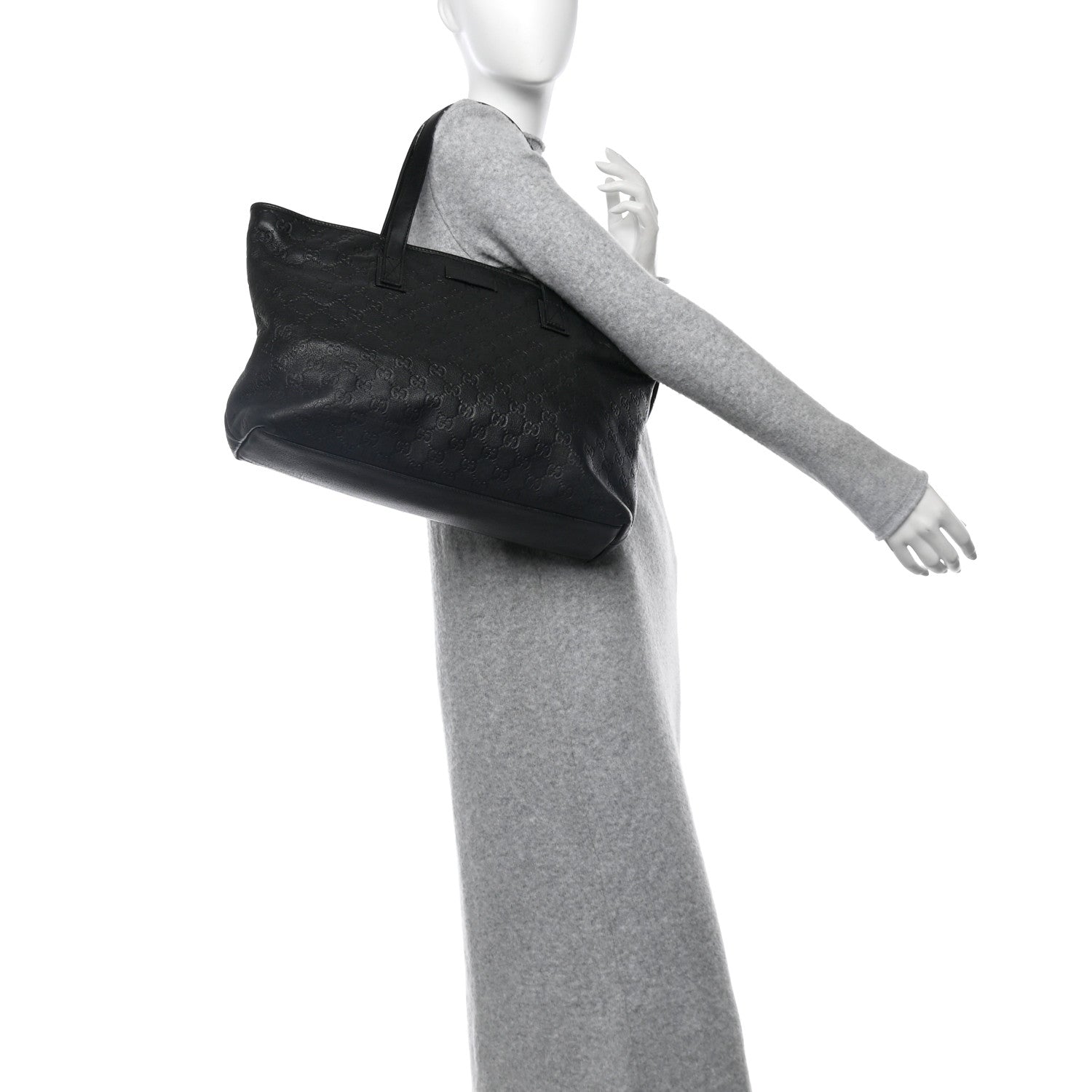 Guccissima Medium Zippered Shopping Tote Black