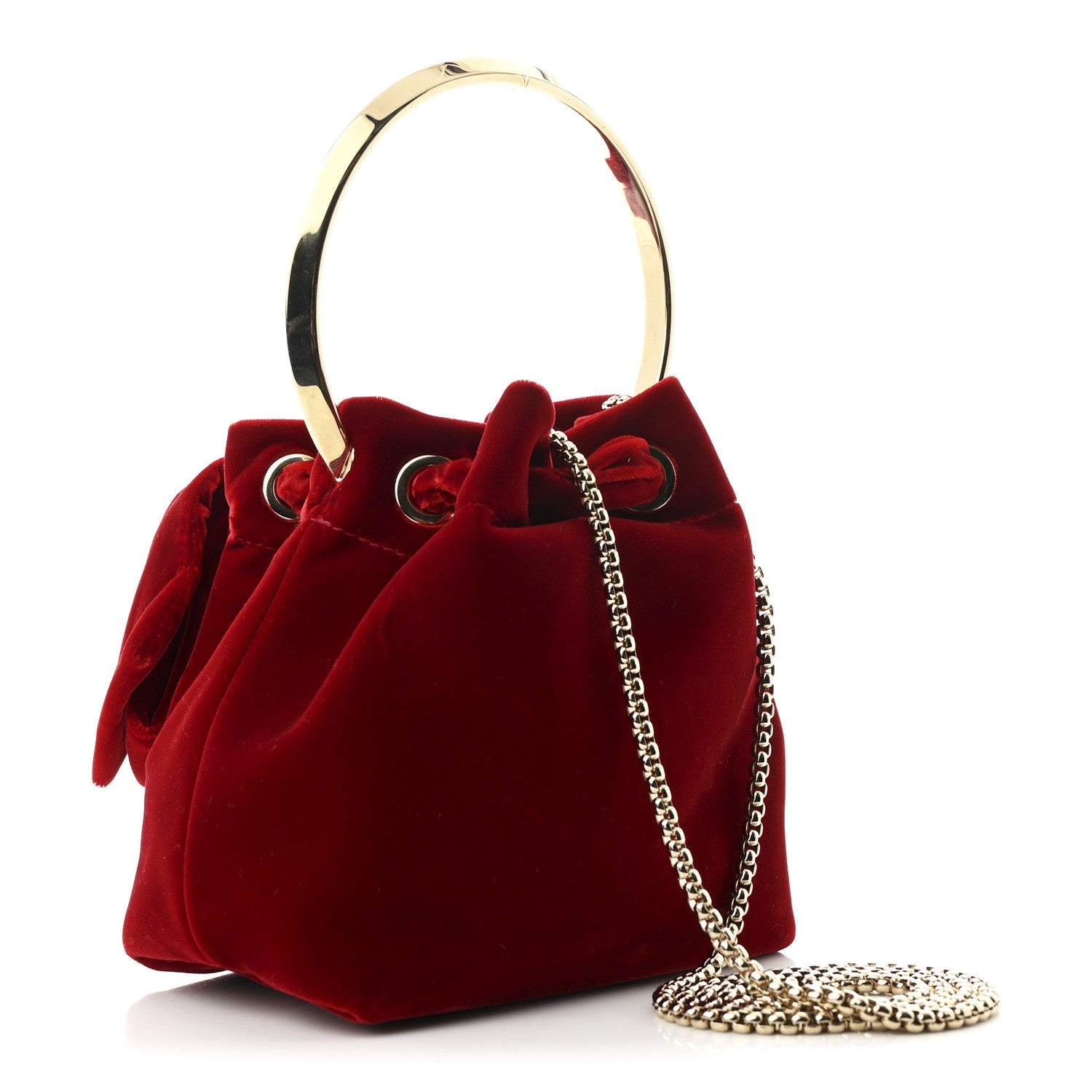 Velvet Micro Bon Bon Bow Bucket Bag Red