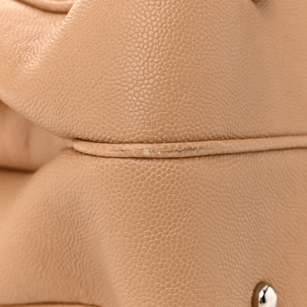 Caviar Quilted Large Urban Companion Top Handle Shopping Tote Beige