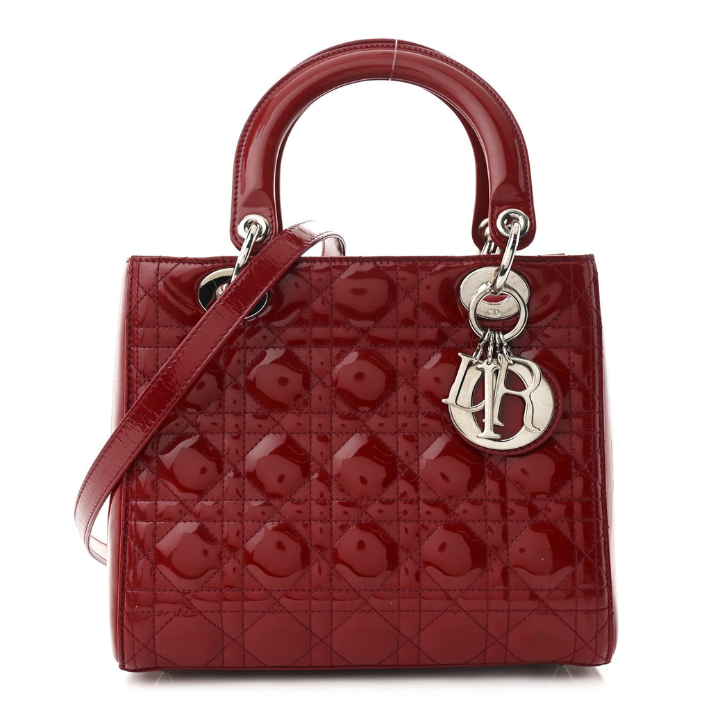 Patent Cannage Medium Lady Dior Red