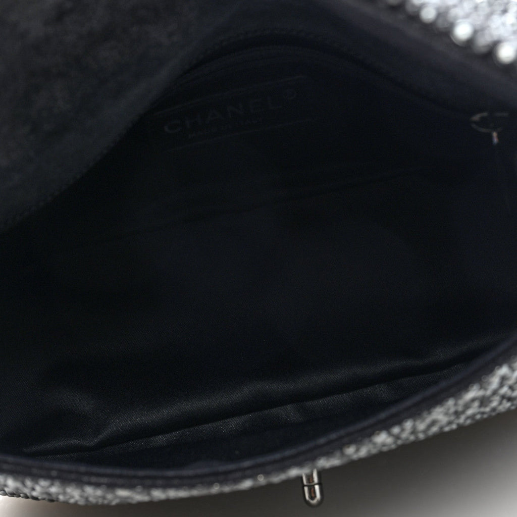 Suede Beaded Small Flap Dark Grey