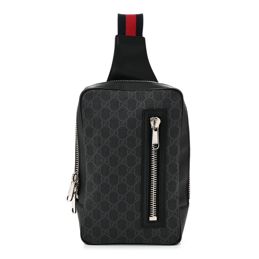 GG Supreme Monogram Web Belt Bag Black Grey