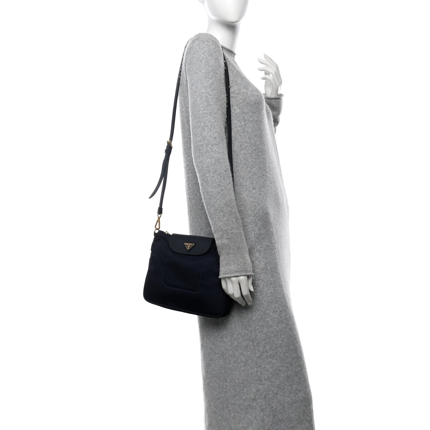 Tessuto Nylon Saffiano Crossbody Bag Bleu