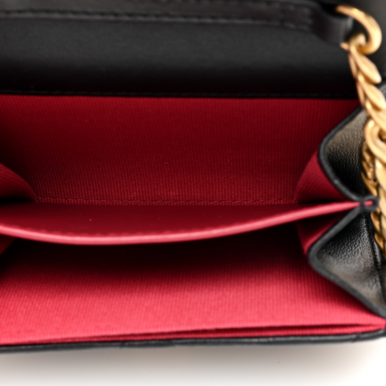 Lambskin Enamel Quilted Pending CC  Holder On Chain Black
