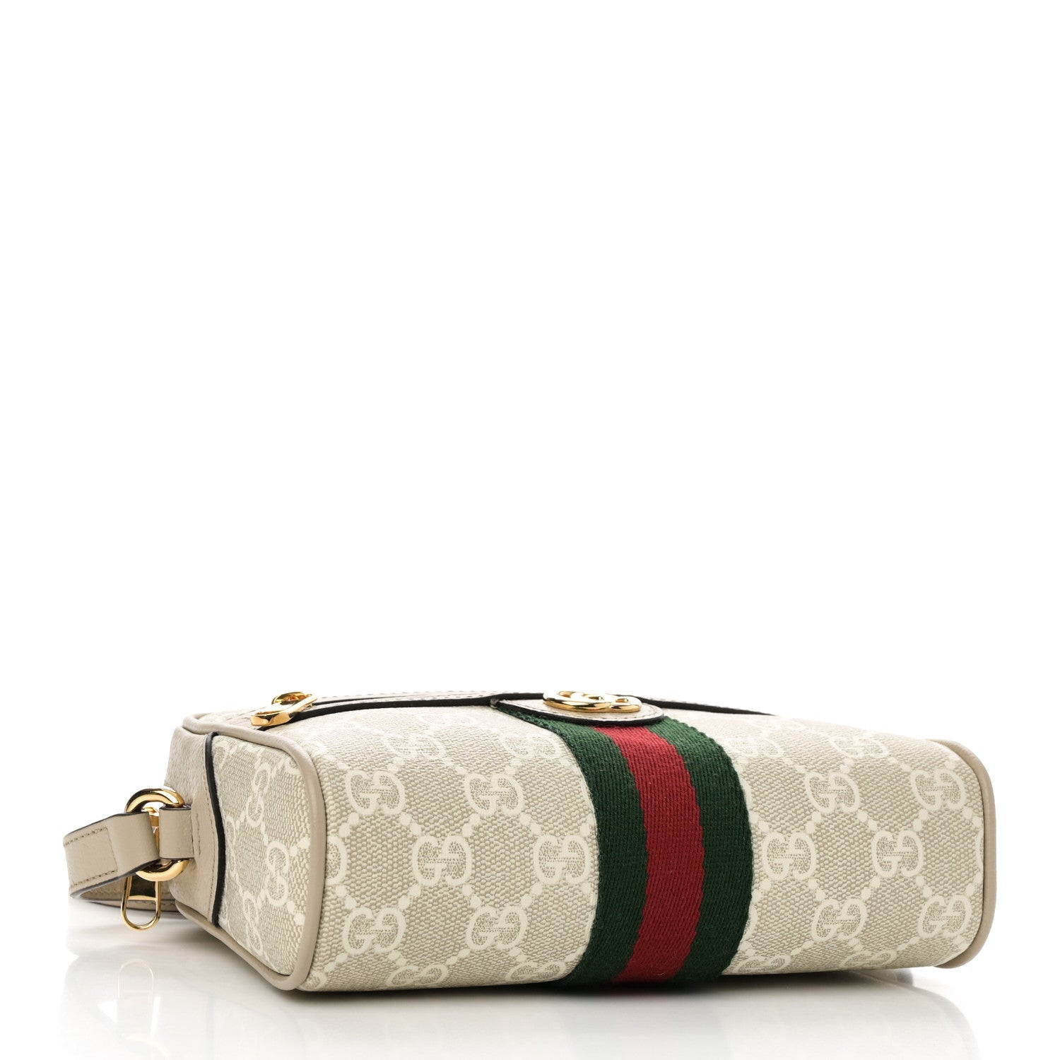 GG Supreme Monogram Textured Dollar Calfskin Mini Ophidia Shoulder Bag Beige Mystic White Oatmeal