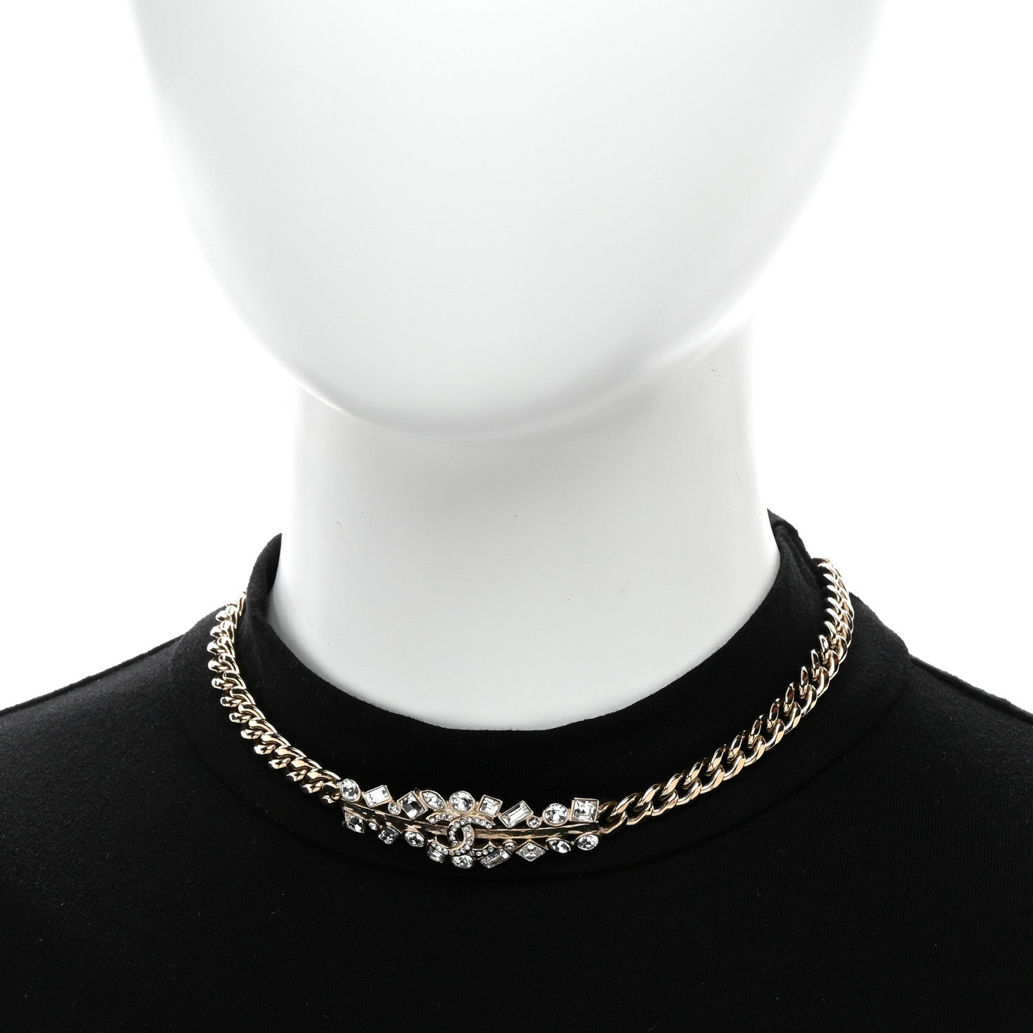 Crystal CC Link Choker Necklace Gold