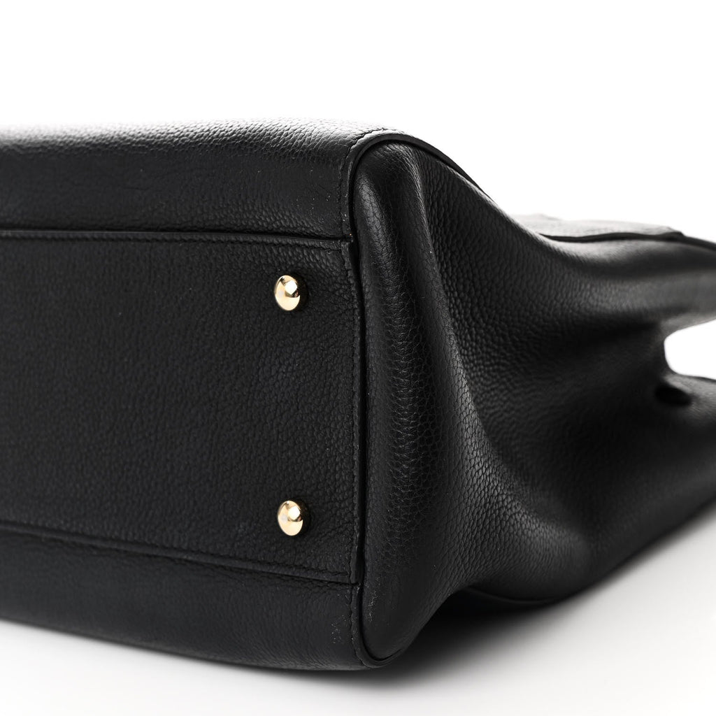 Grained Calfskin Small Neo Executive Shopper Tote  Black
