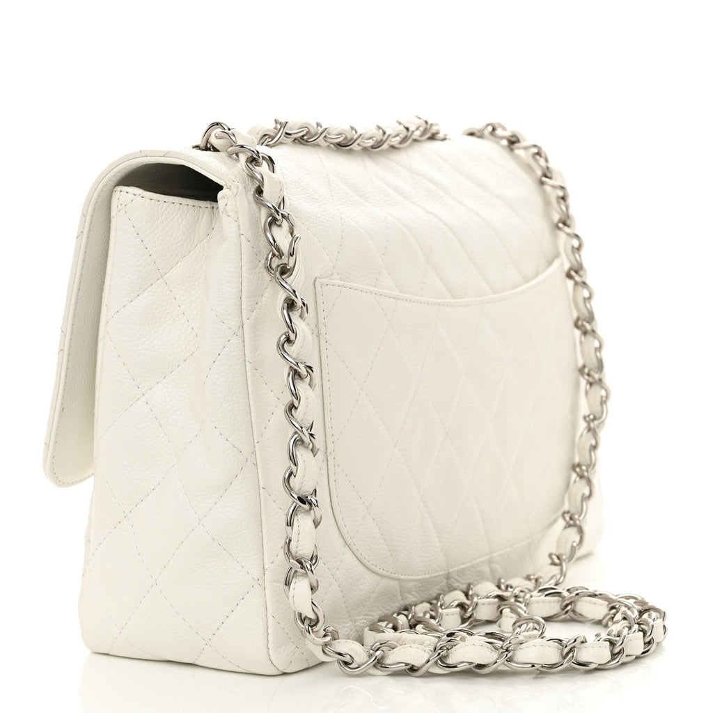 Caviar Quilted Jumbo Single Flap White