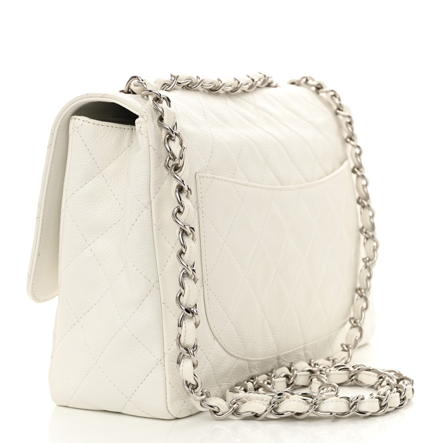 Caviar Quilted Jumbo Single Flap White