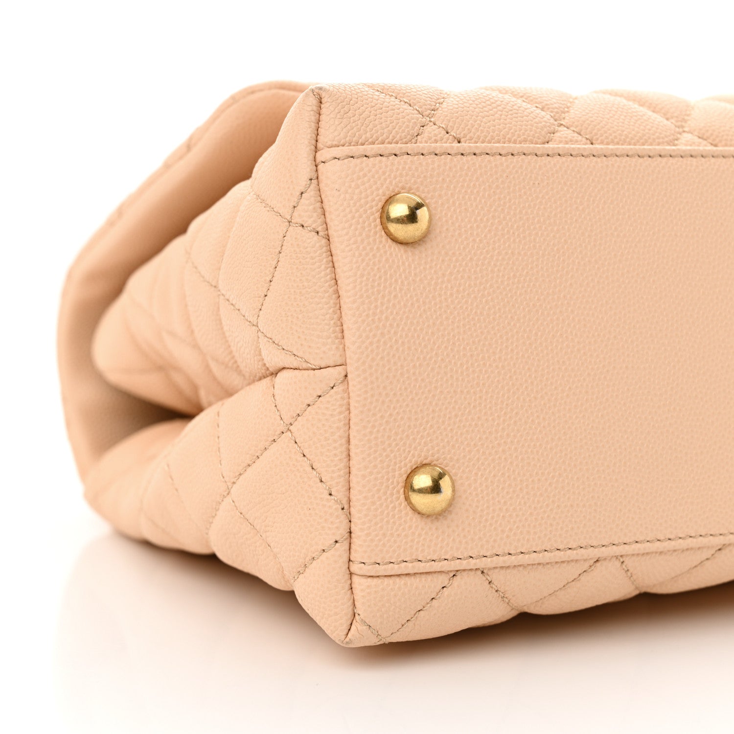 Caviar Quilted Small Coco Handle Flap Beige