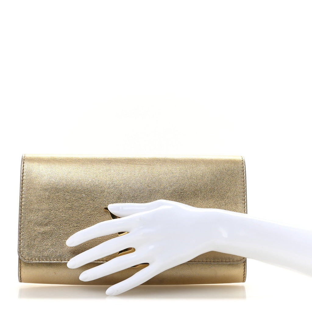 Metallic Calfskin Louise Clutch Gold