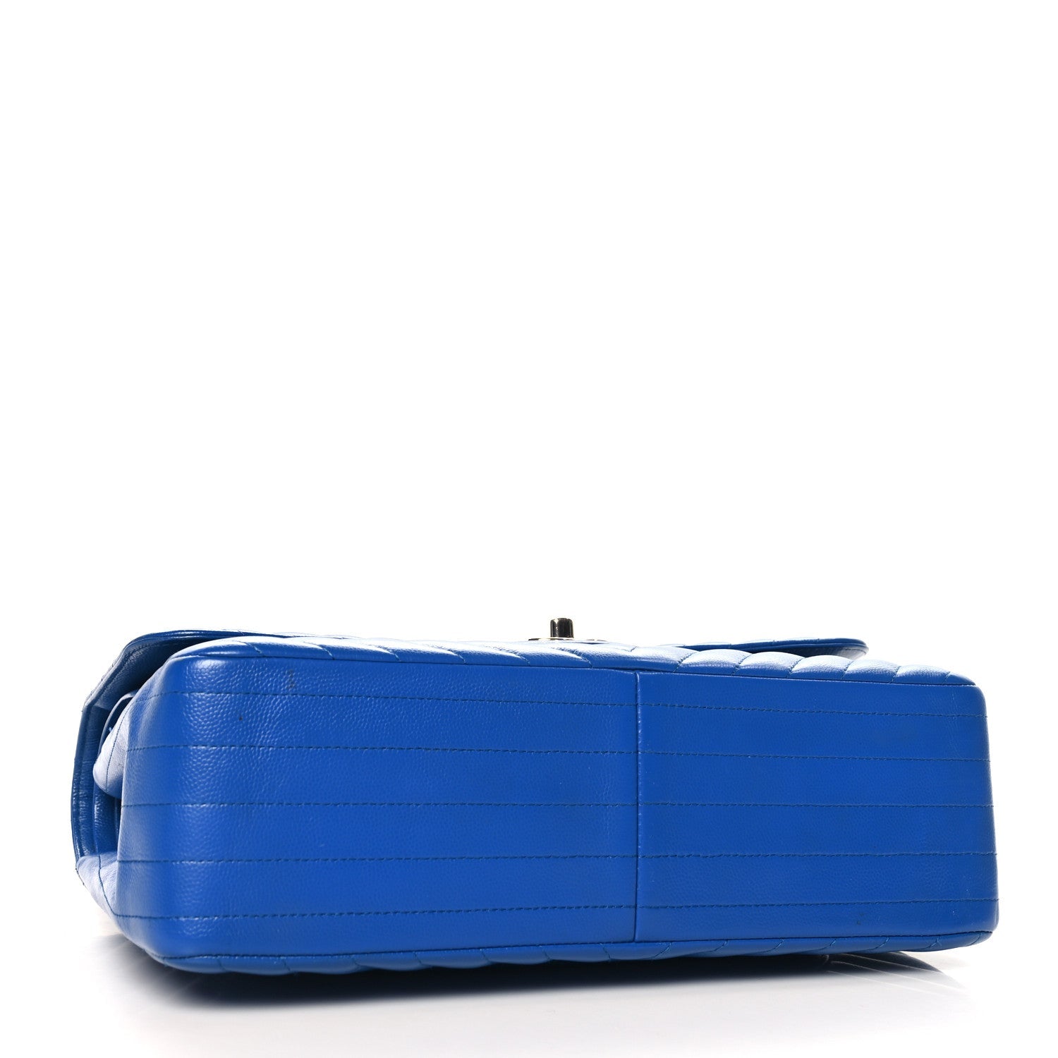 Caviar Chevron Quilted Jumbo Double Flap Blue