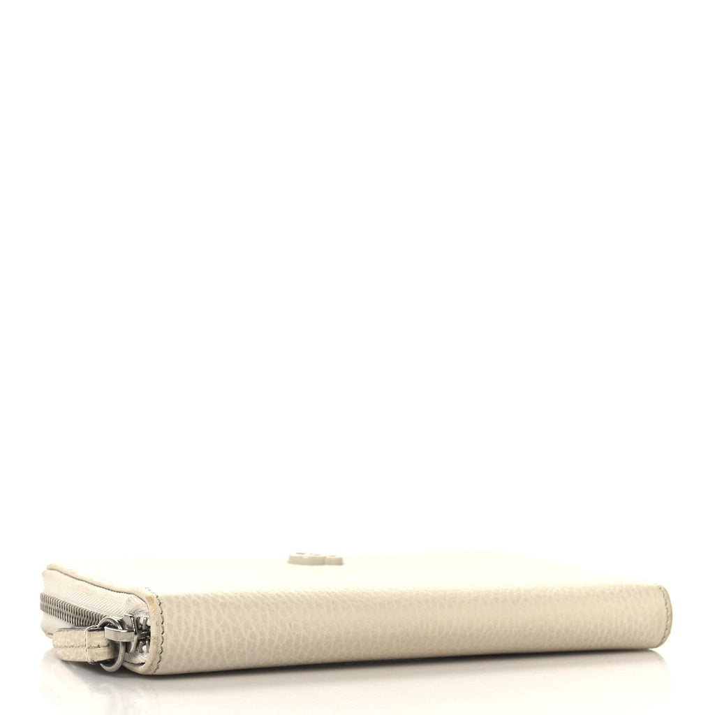 Dollar Calfskin Monochrome GG Marmont Zip Around Wallet Mystic White