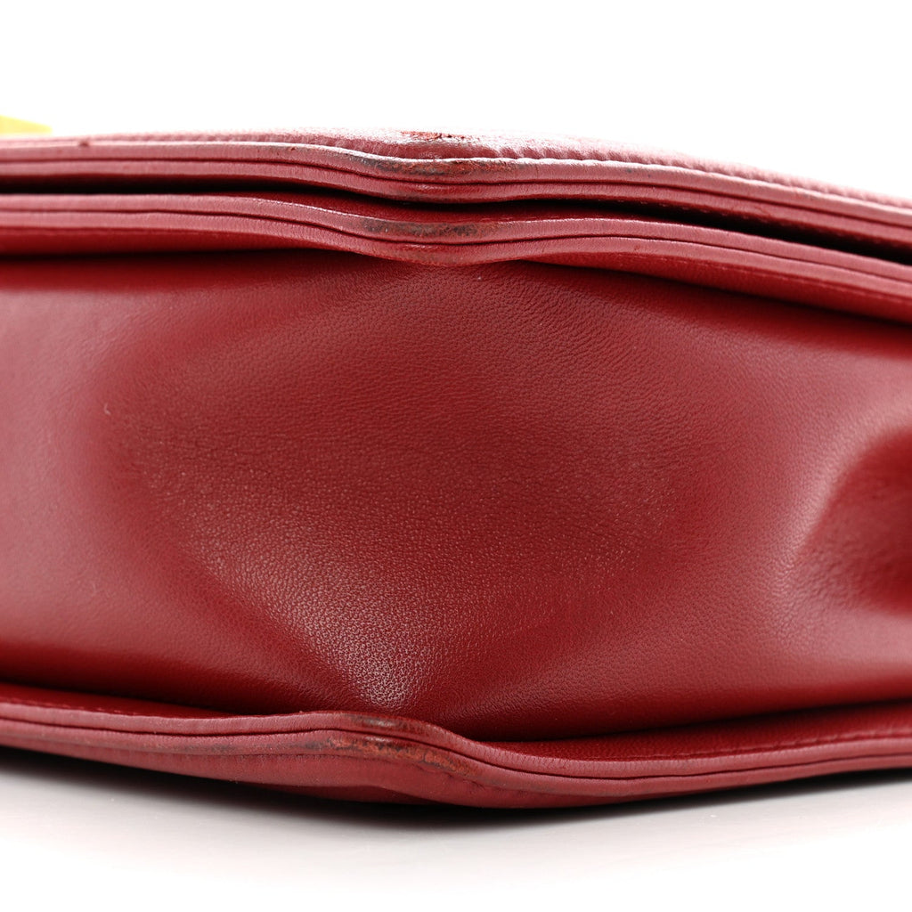 Lambskin Quilted New Medium Boy Flap Dark Red