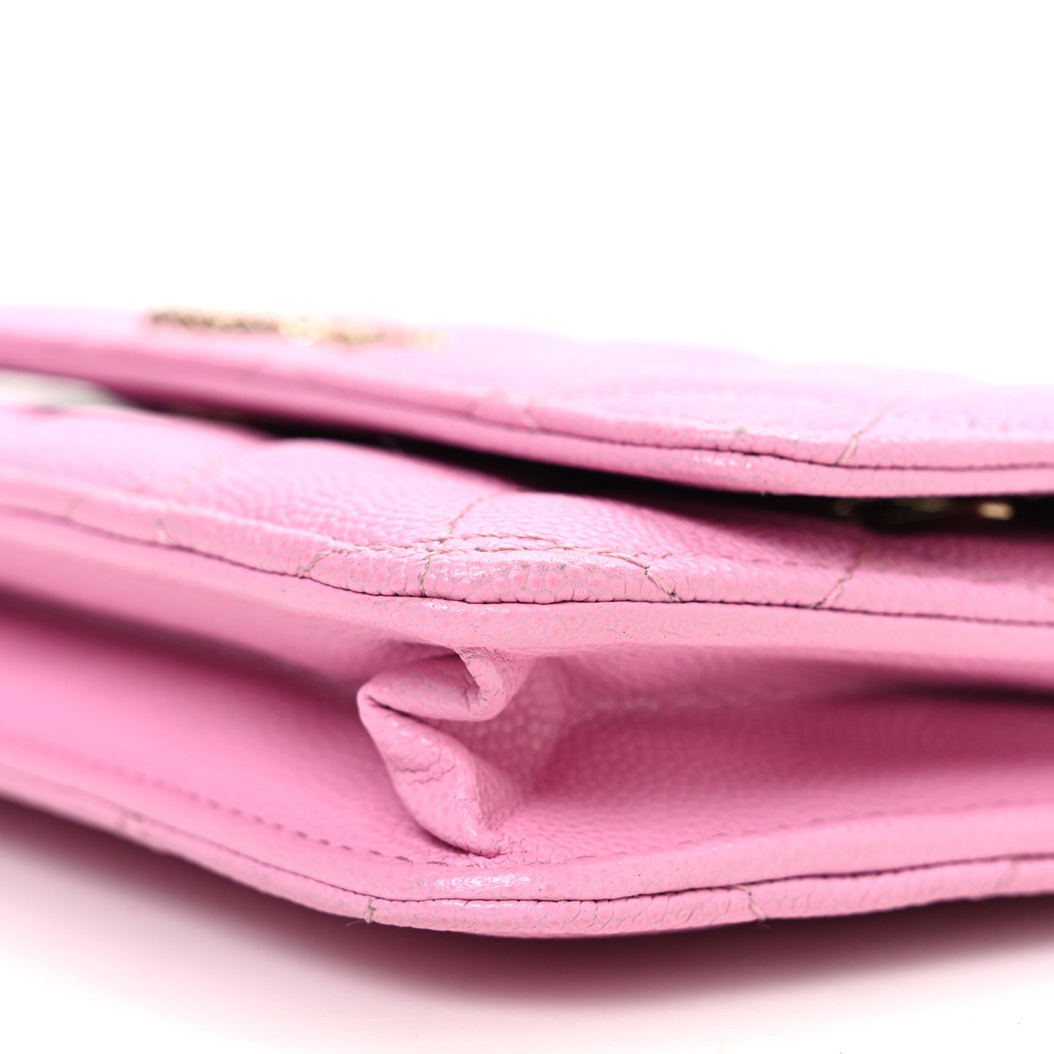 Caviar Quilted Perforated Metal CC Wallet On Chain WOC Lilac Light Green