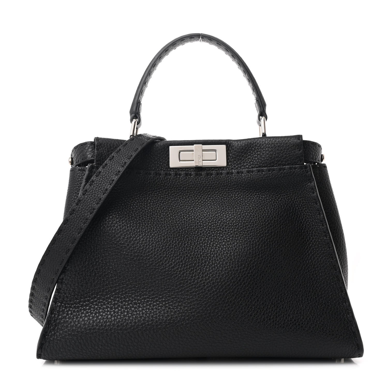 Cuoio Romano Selleria Bi-Color Medium Peekaboo Iconic Satchel Black Mou