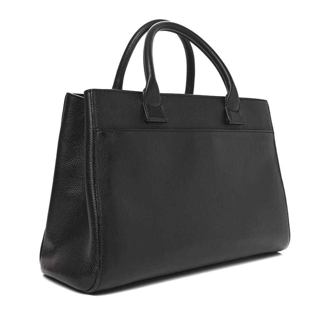 Grained Calfskin Medium Neo Executive Shopper Tote Black