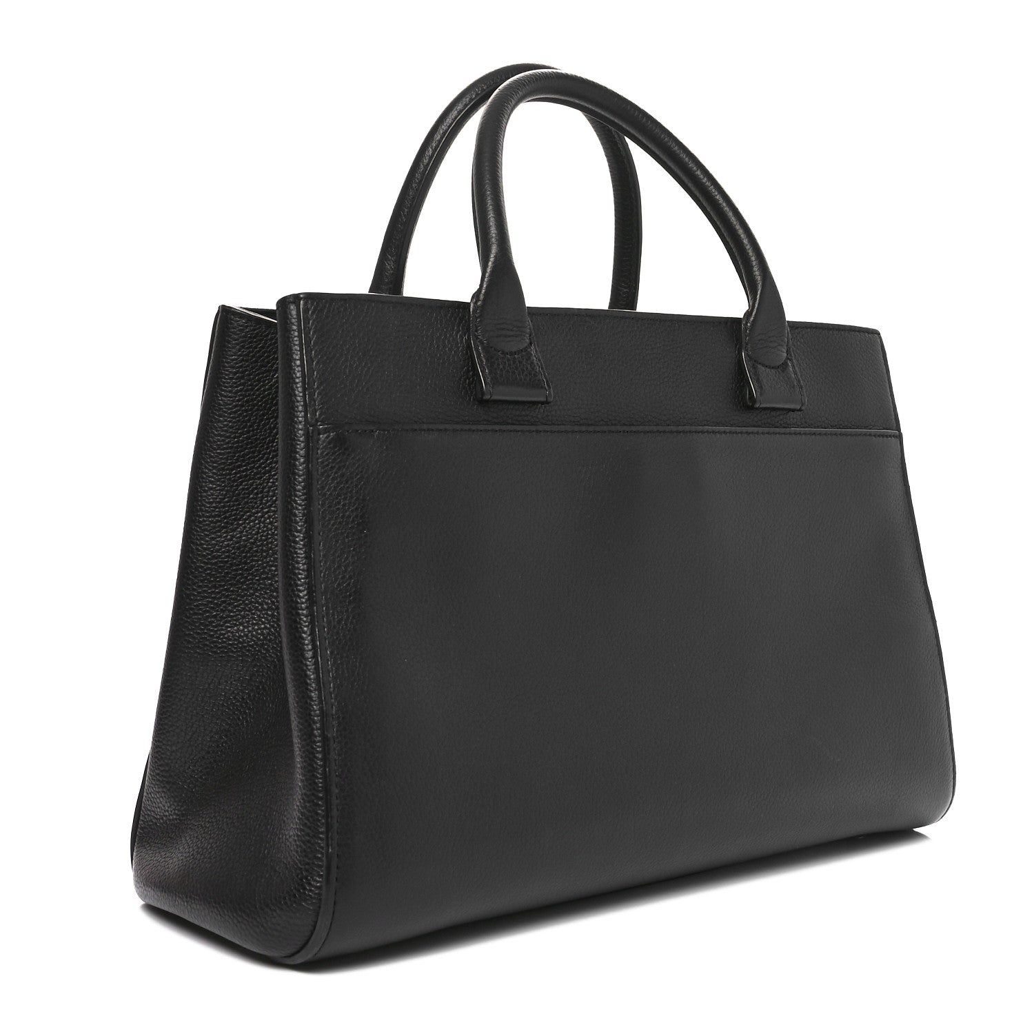 Grained Calfskin Medium Neo Executive Shopper Tote Black