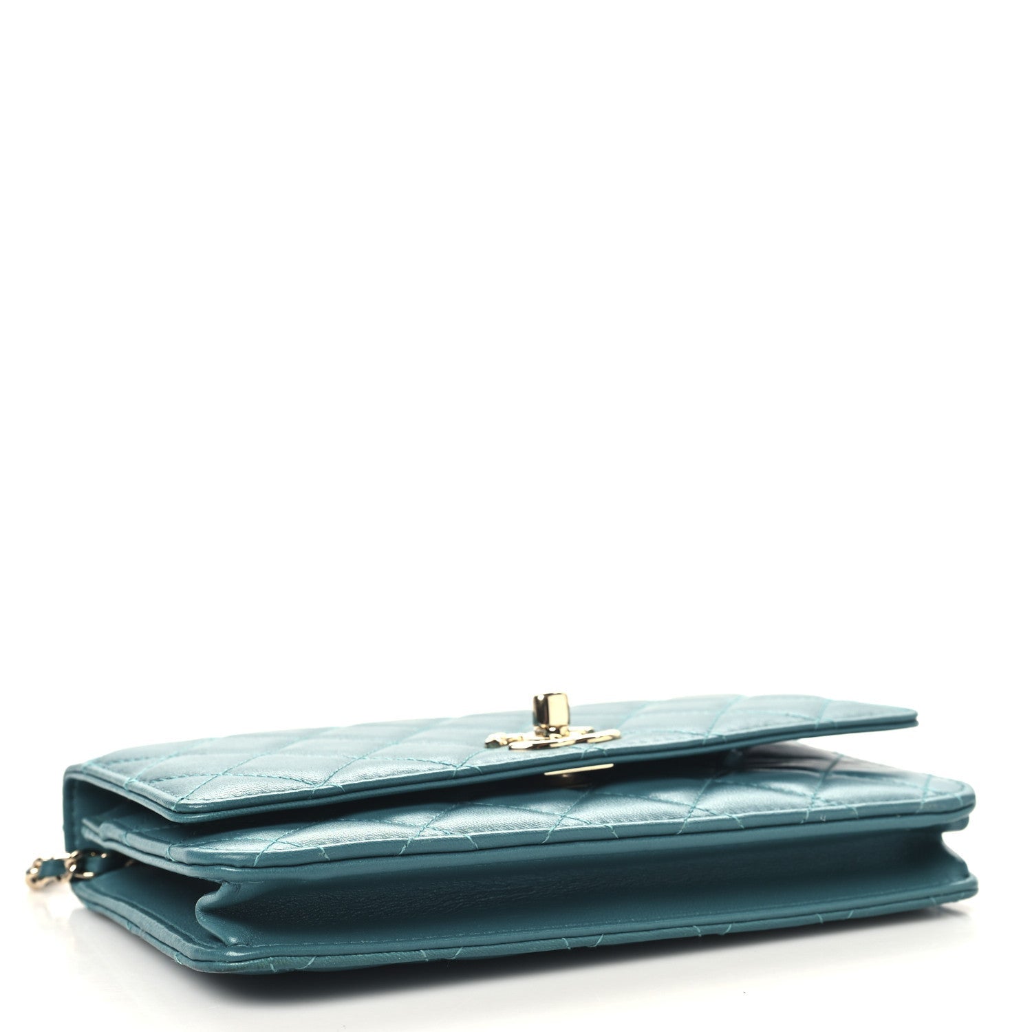 Lambskin Quilted Trendy CC Wallet On Chain WOC Green