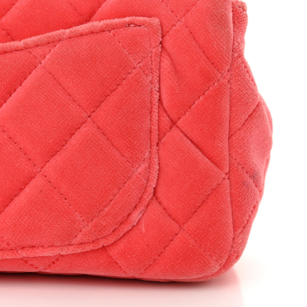 Velvet Quilted Mini Rectangular Pearl Crush Flap Coral