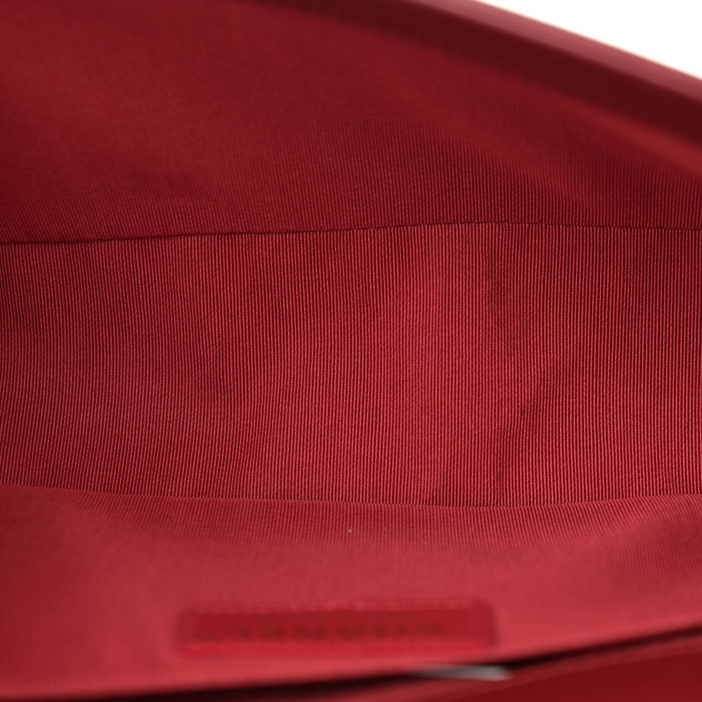 Lambskin Quilted Medium Boy Flap Dark Red