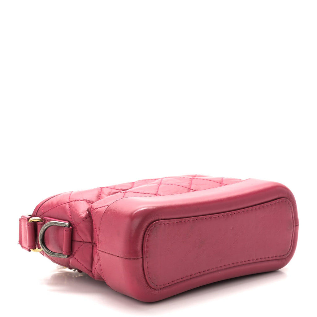 Aged Calfskin Quilted Small Gabrielle Hobo Dark Pink