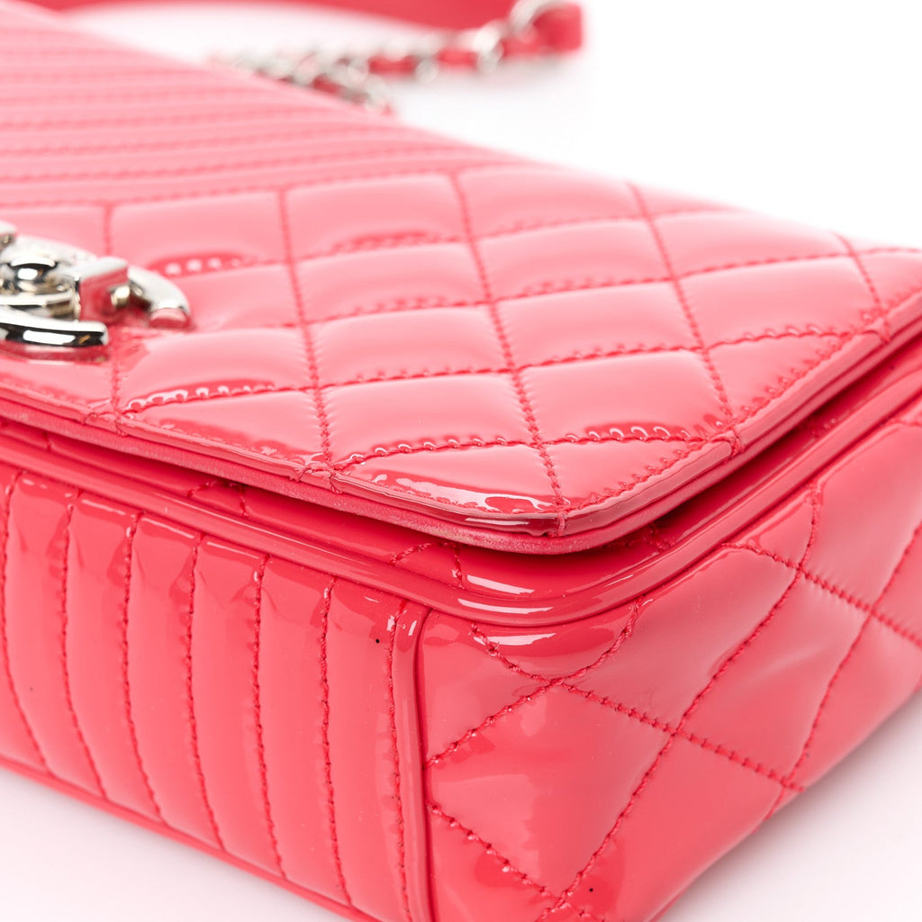 Patent Quilted Small Coco Boy Flap Pink