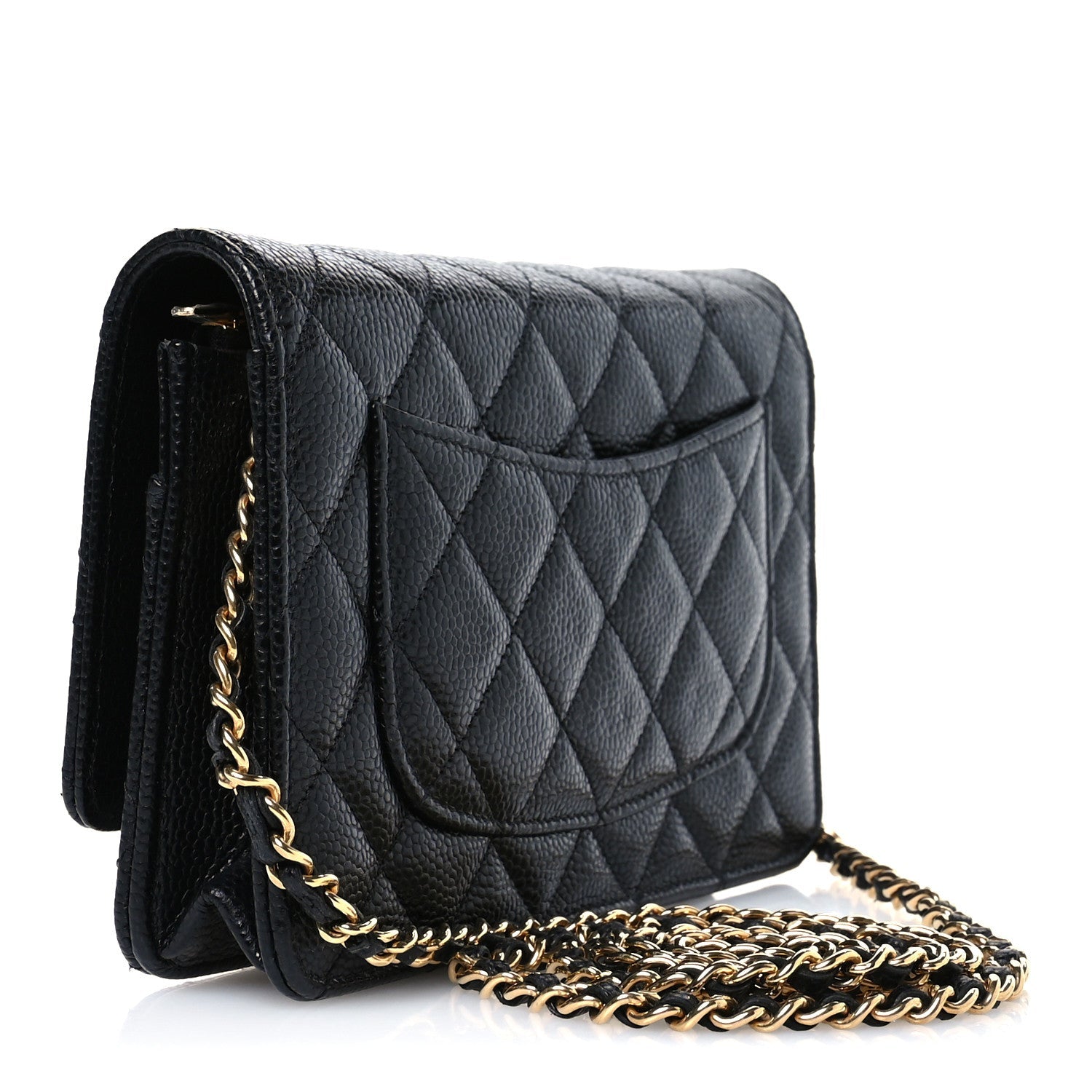 Caviar Quilted CC Turnlock Wallet On Chain WOC Black