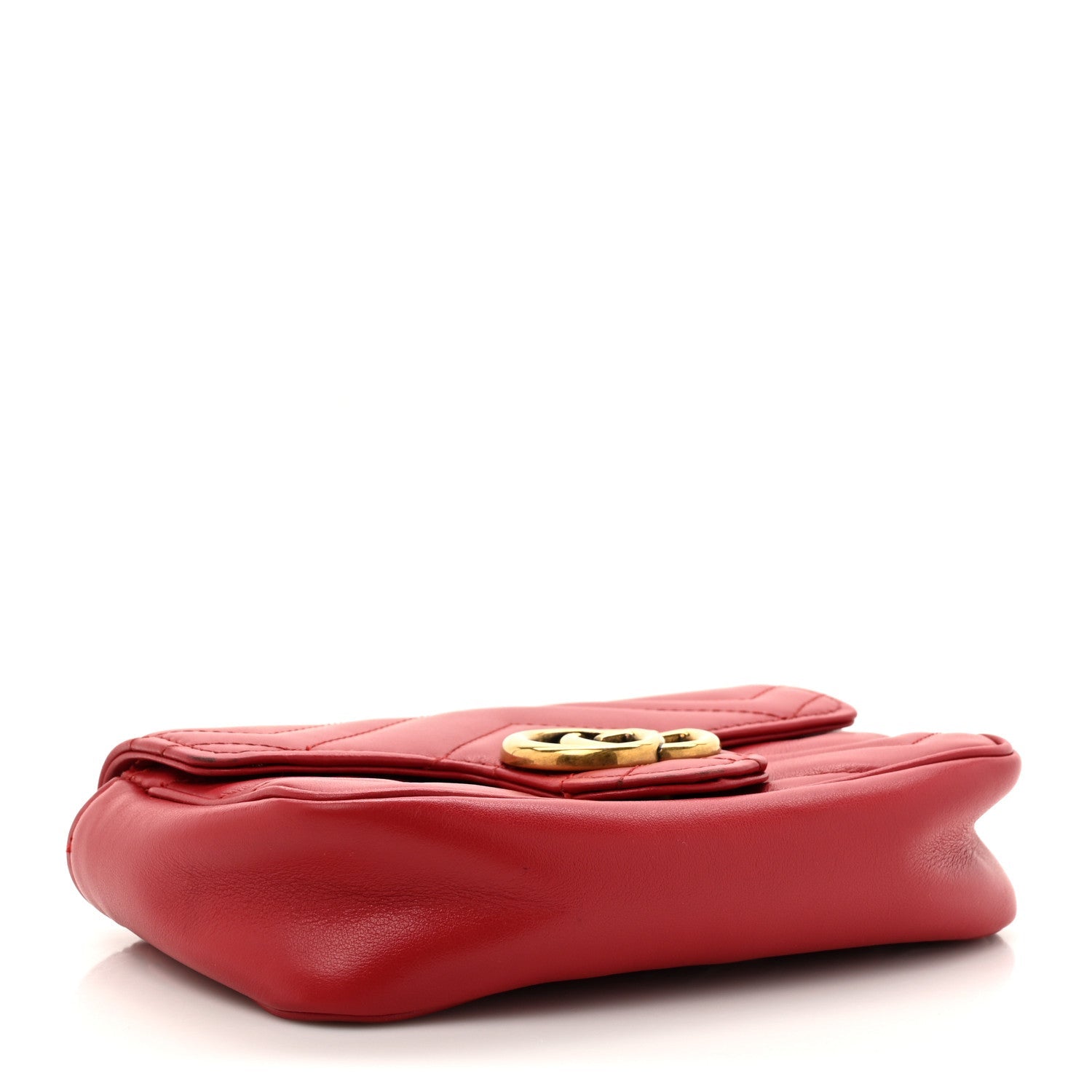 Calfskin Matelasse Super Mini GG Marmont Shoulder Bag Hibiscus Red