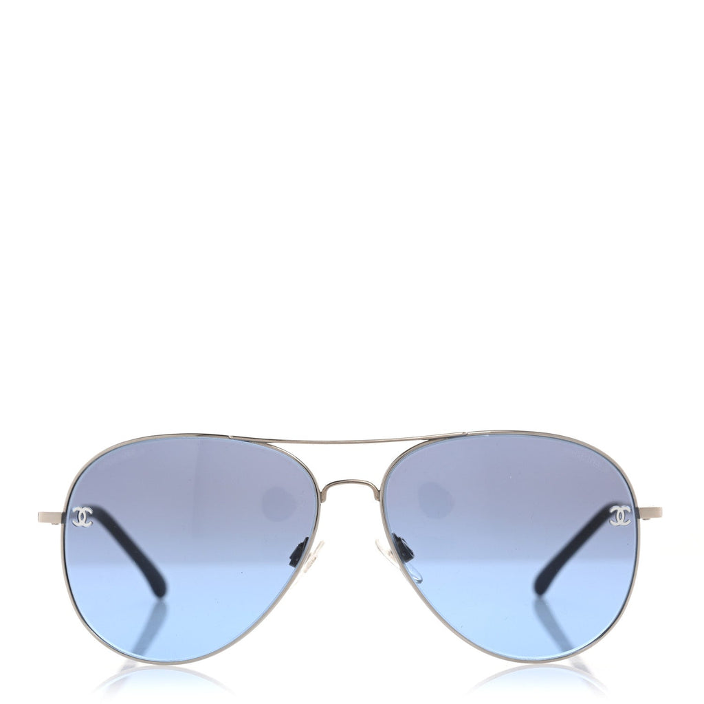 Metal Pilot Aviator CC Sunglasses 4189-T-Q Silver