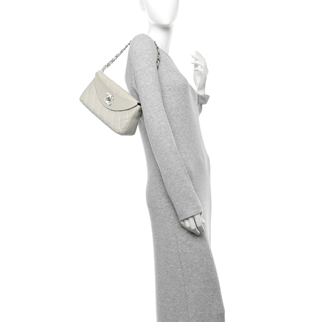 Lambskin Quilted Small Single Flap Bag Grey