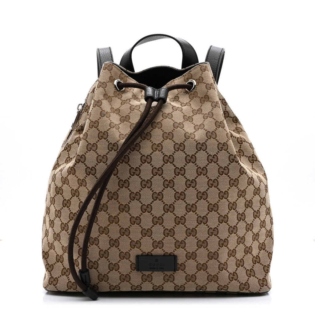 Monogram Dollar Calfskin O Drawstring Backpack Beige Ebony Testa di Moro Dark Chocolate