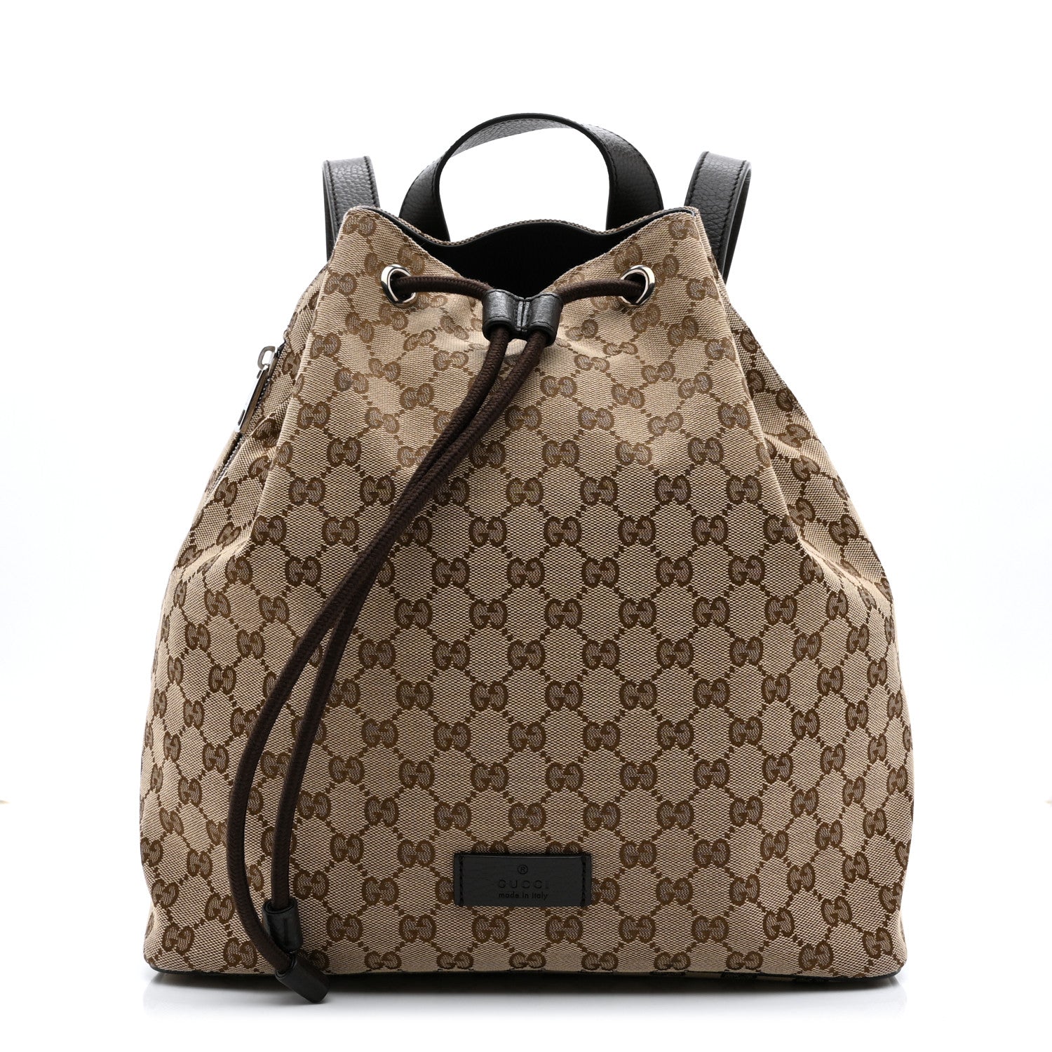 Monogram Dollar Calfskin O Drawstring Backpack Beige Ebony Testa di Moro Dark Chocolate