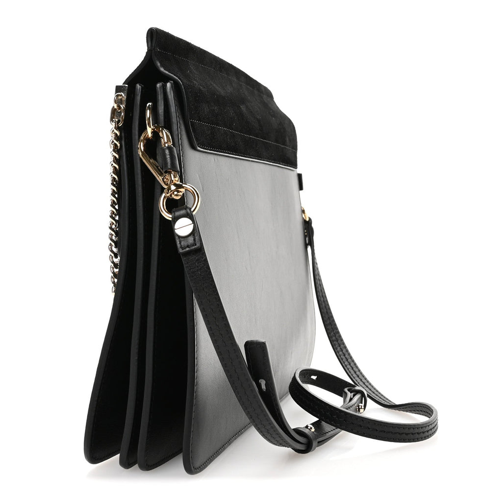 Suede Calfskin Medium Faye Shoulder Bag Black