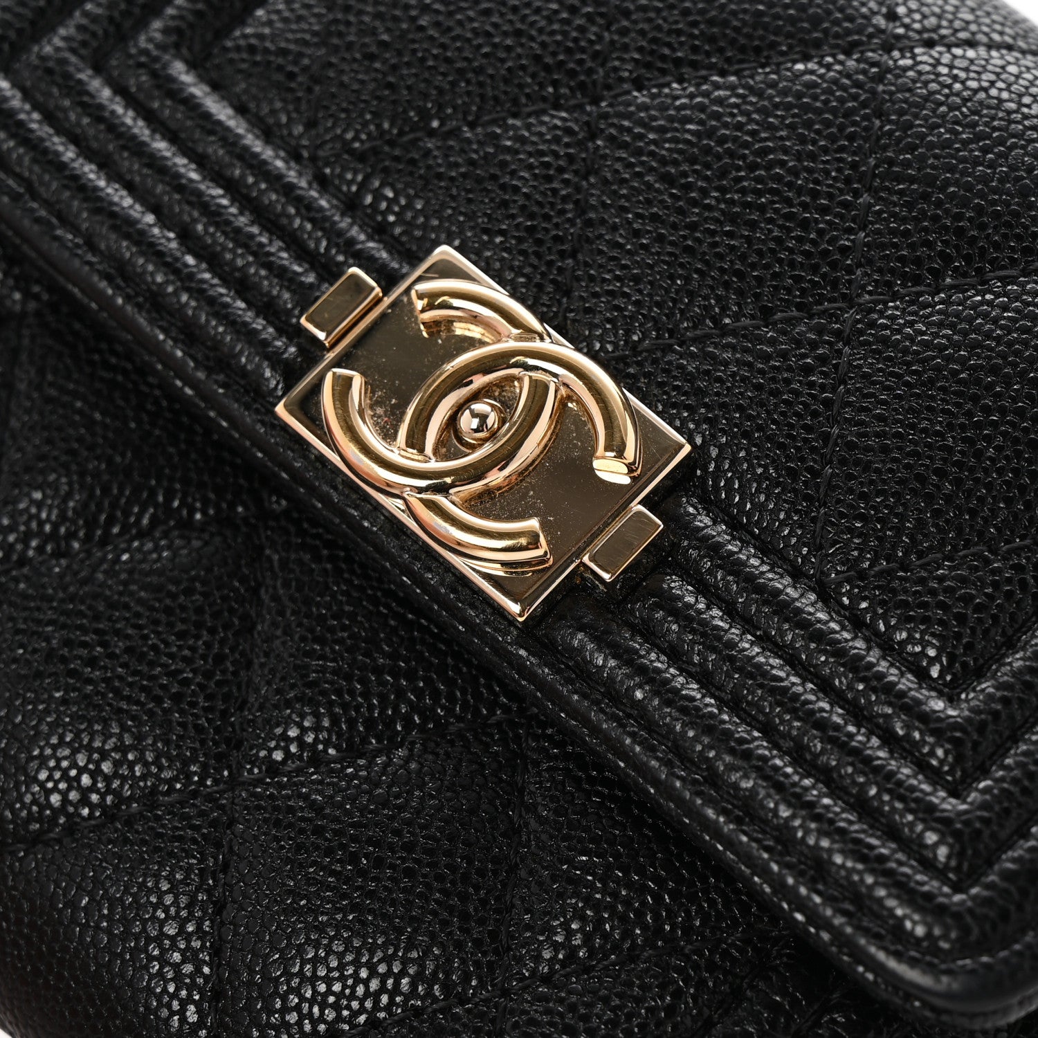 Caviar Quilted Compact Boy Wallet Black