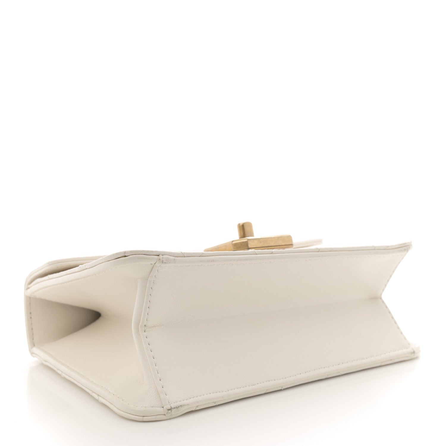 Calfskin Strass Quilted Flap White