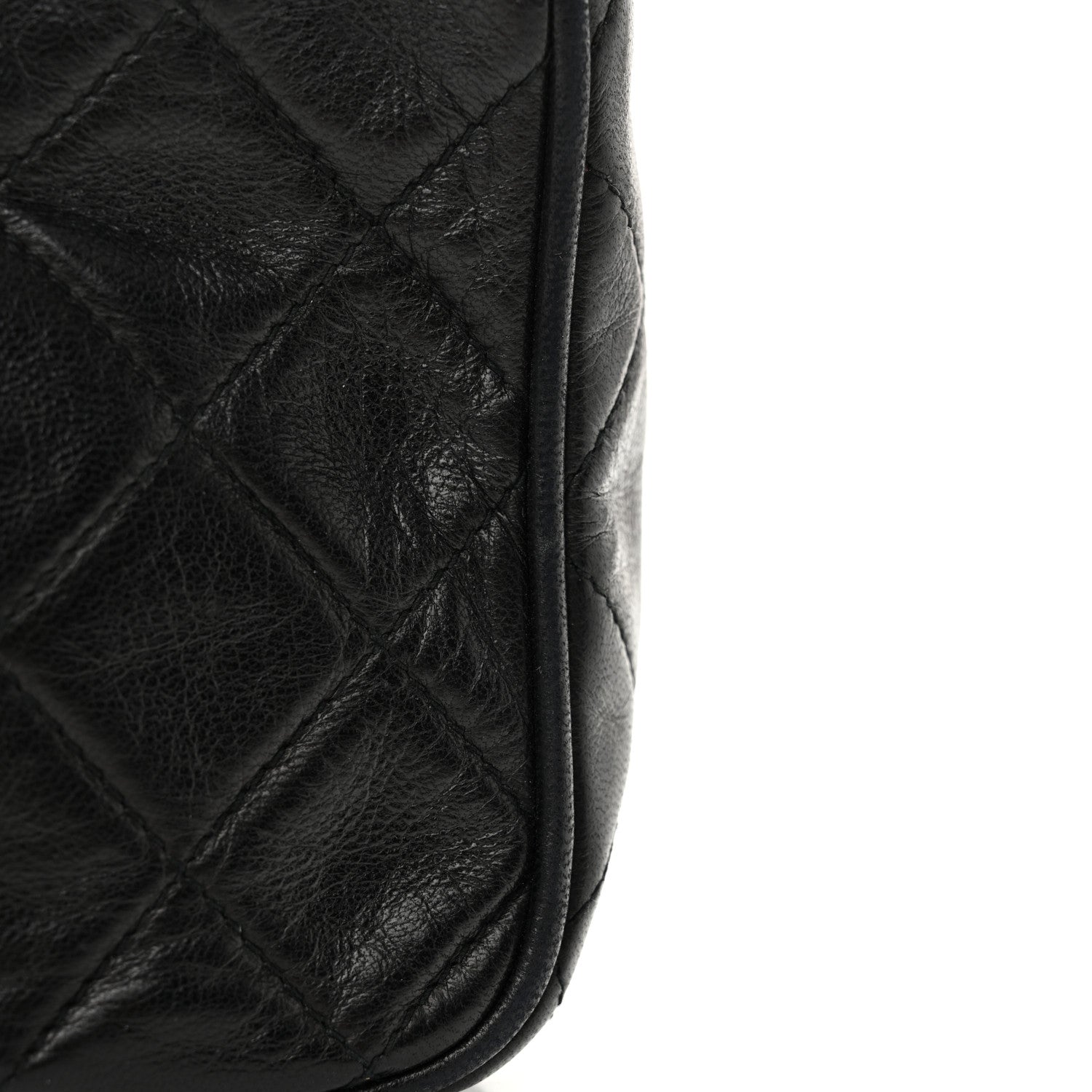 Lambskin Quilted Tassel Camera Case Black