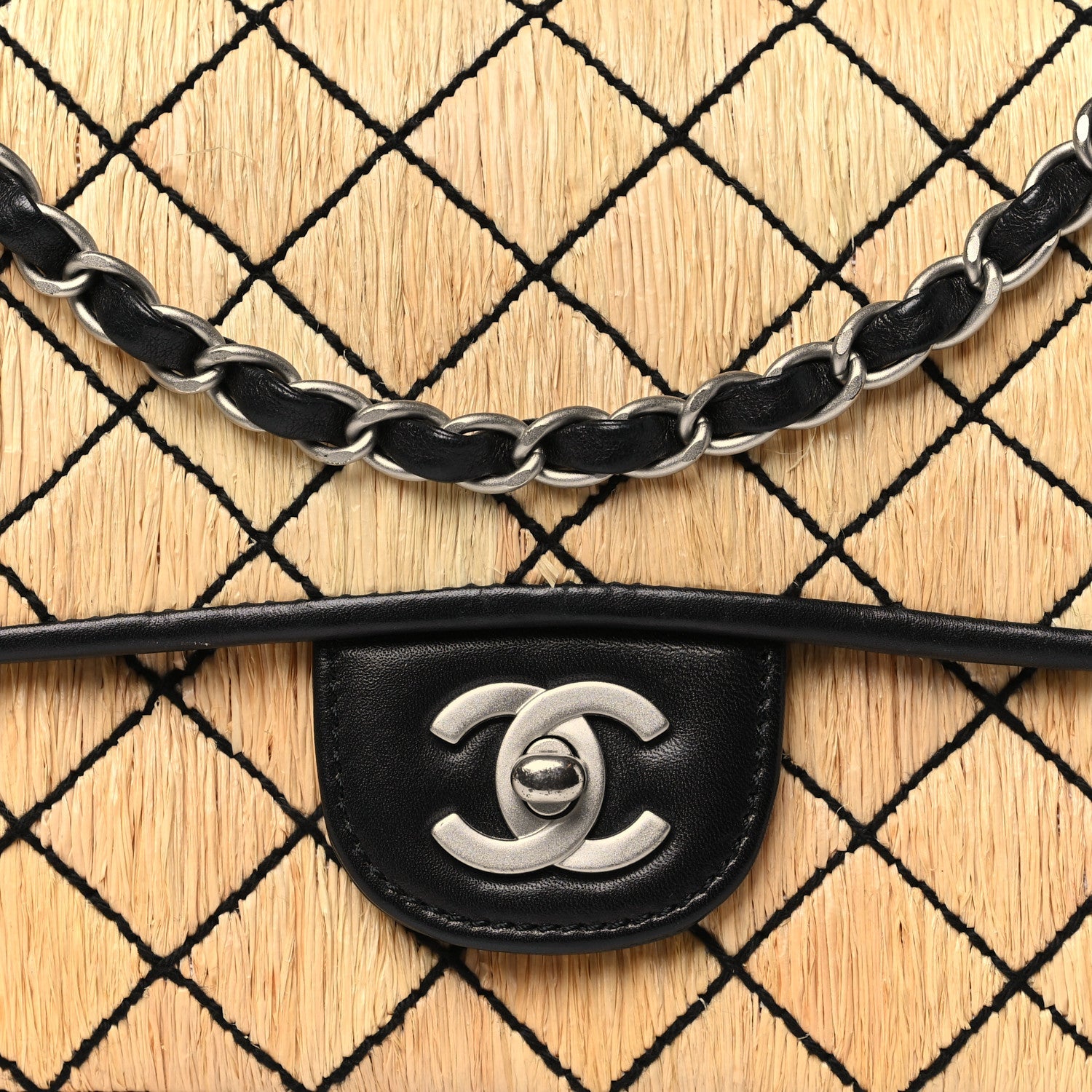 Straw Diamond Stitch Flap