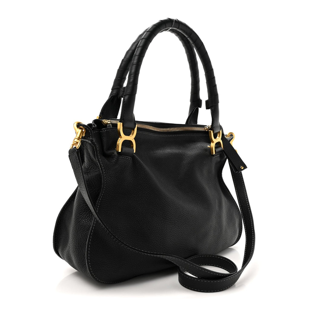 Calfskin Medium Marcie Satchel Black