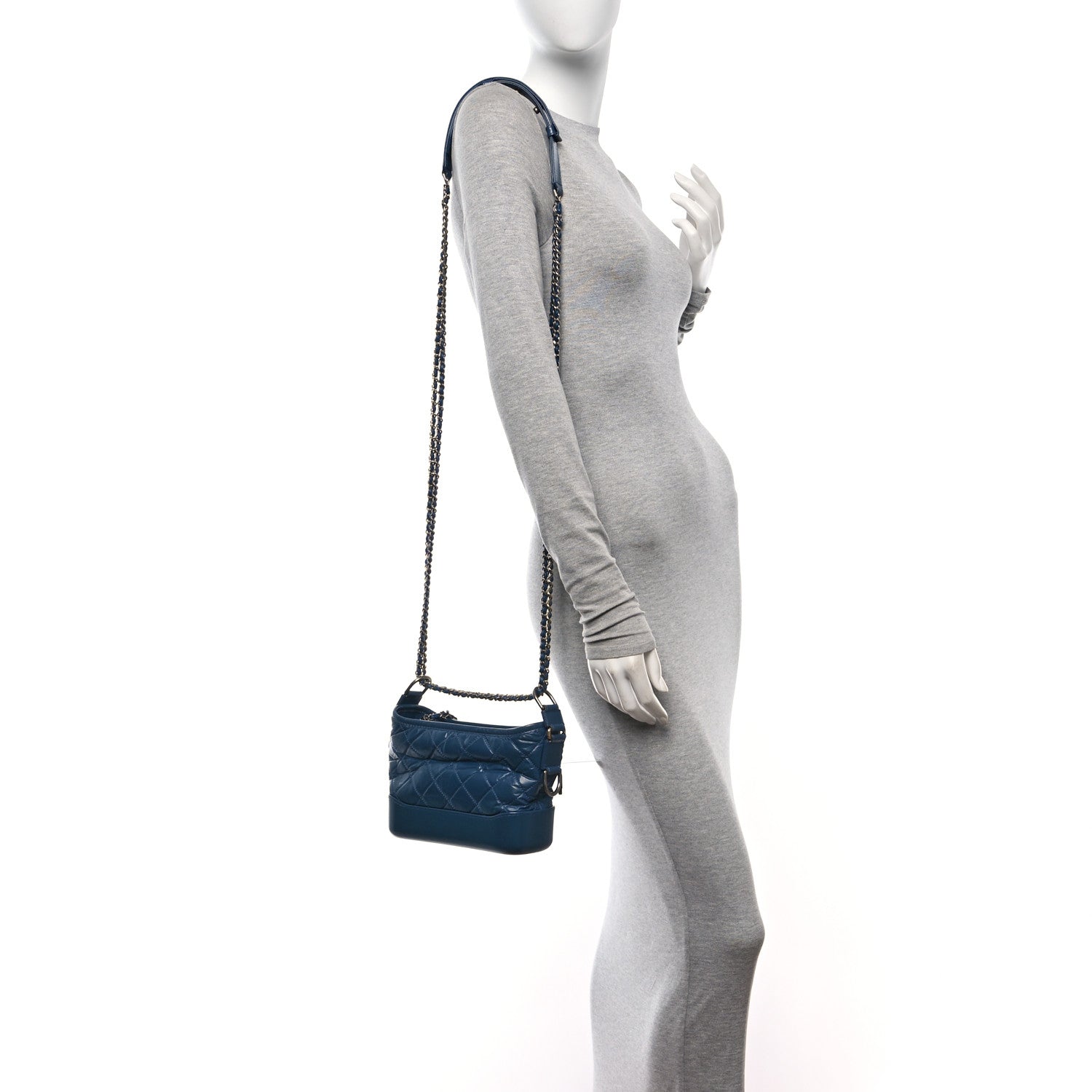 Aged Calfskin Quilted Small Gabrielle Hobo Blue