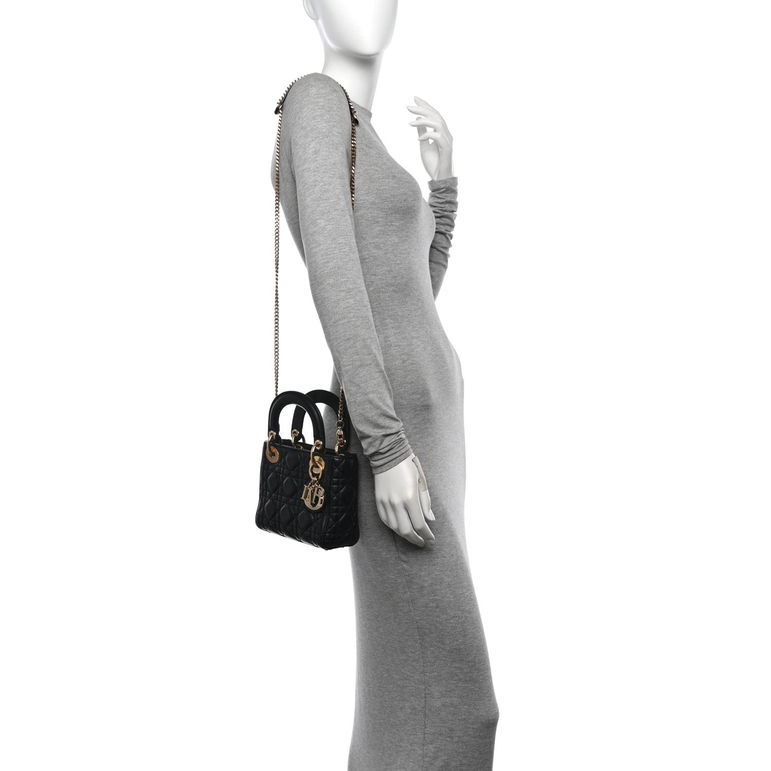 Lambskin Cannage Mini Lady Dior Black