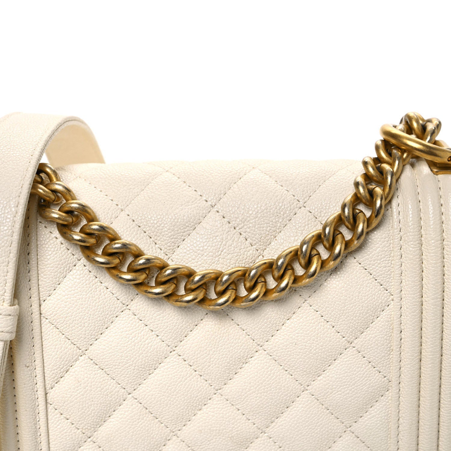 Caviar Quilted North South Boy Flap White