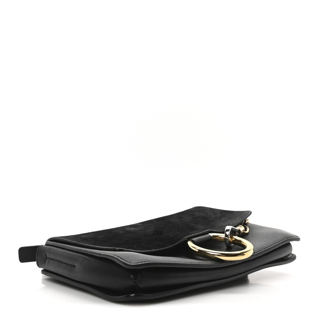 Suede Calfskin Small Faye Shoulder Bag Black