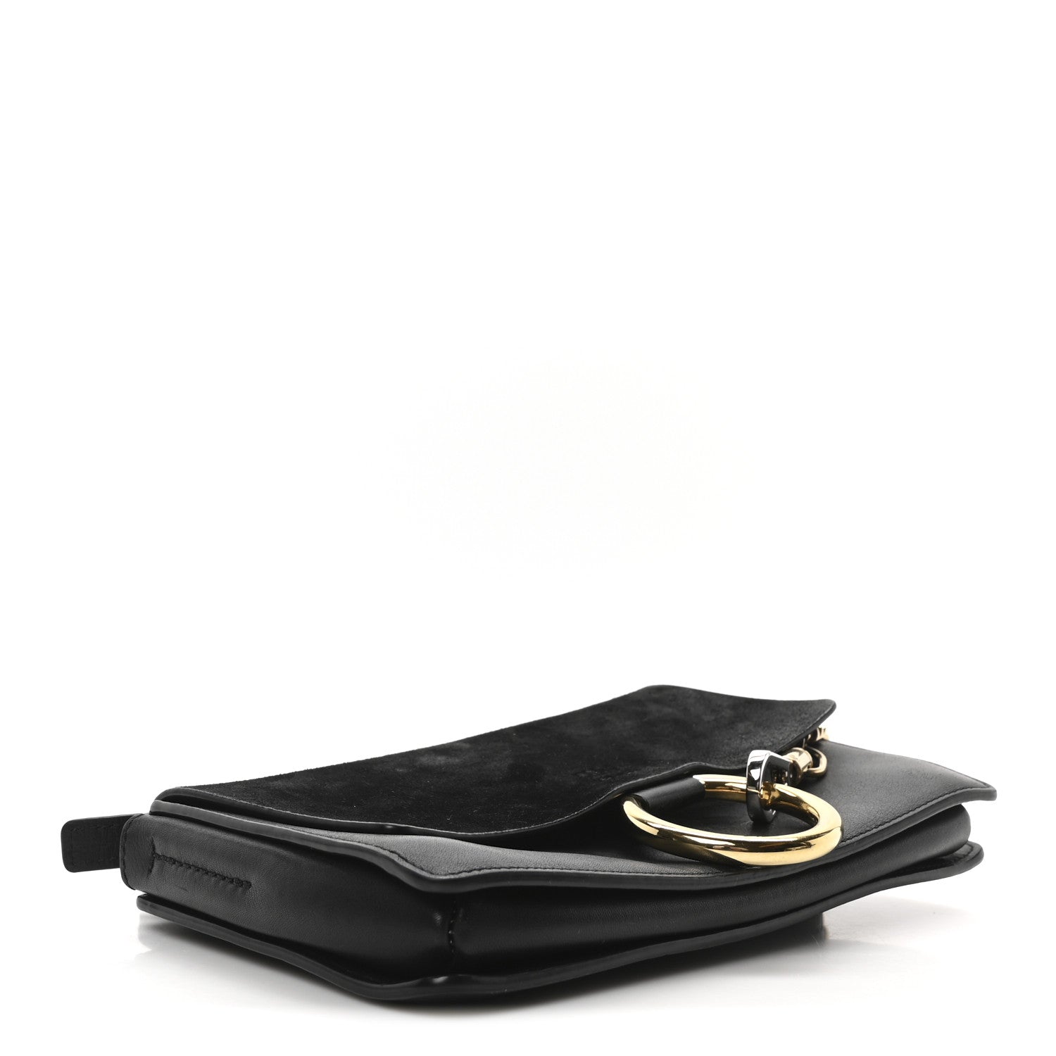 Suede Calfskin Small Faye Shoulder Bag Black