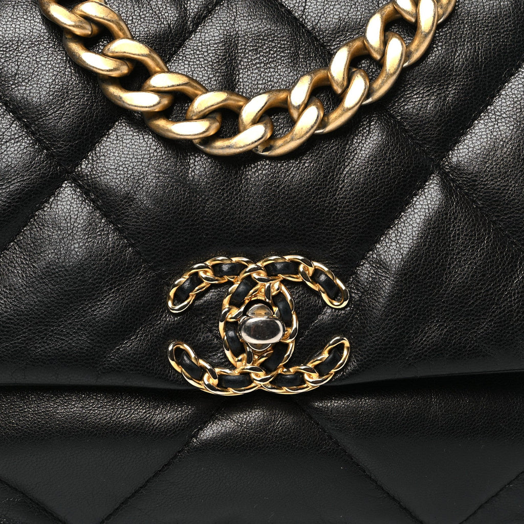 Lambskin Quilted Medium Chanel 19 Flap Black