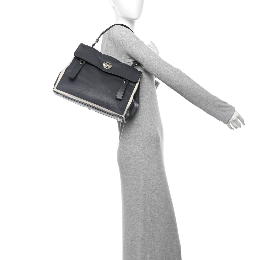 Calfskin Canvas Large Muse Two Grey