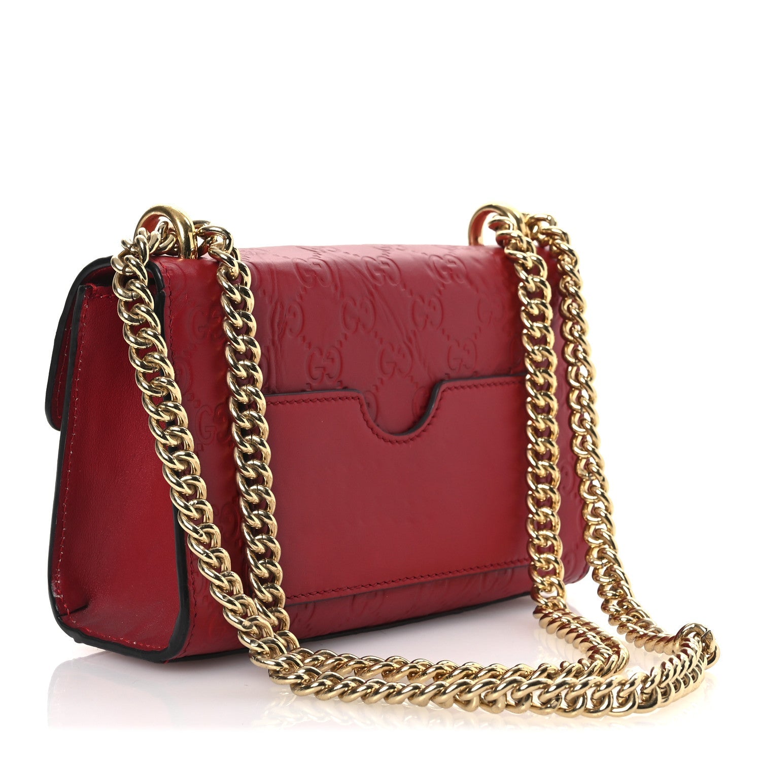 Guccissima Small Padlock Shoulder Bag Hibiscus Red