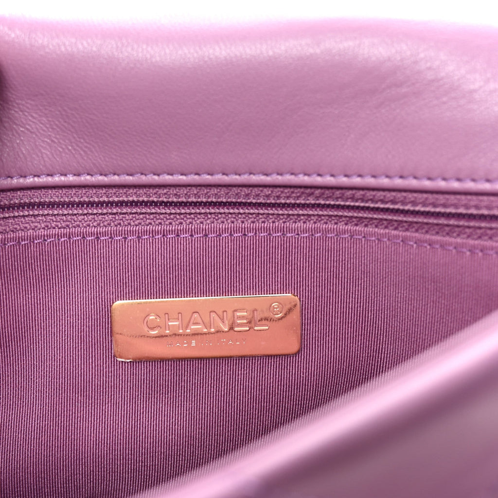 Goatskin Quilted Medium Chanel 19 Flap Violet Purple